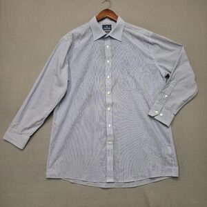 Stafford Travel Easy-Care Men's‎ Blue Stripe Long Sleeve Dress Shirt Sz 17-32/33